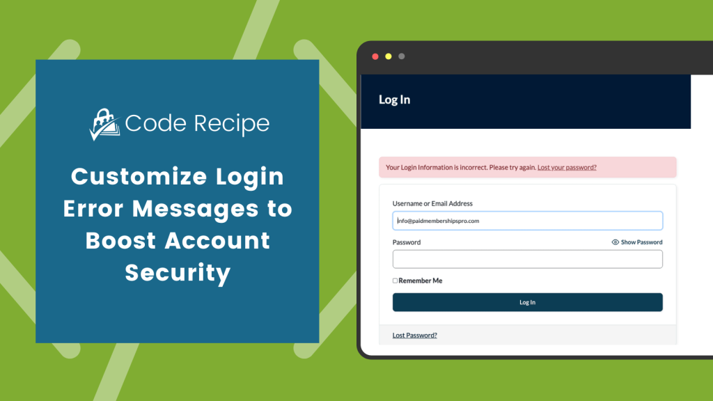 Featured image for code recipe 'Customize Login Error Messages to Boost Account Security'